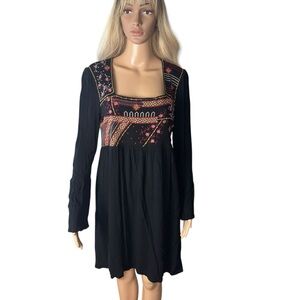 Savanna Jane Womens Dress Size L  Embroidered Bell Sleeve Boho Lined